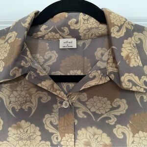 Wilfred Gray and Beige Floral Button-Down Shirt